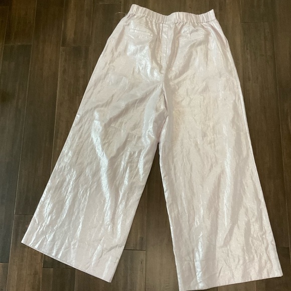 Jason Wu Linen Blend Lavender 2 Piece Wide Leg Pant Bow Crop Top Set Size Large - Picture 11 of 11